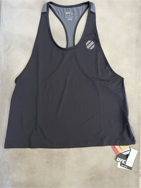 Reebok UFC Women Speedwick Training Tank Top Charcoal Gray Octagon Logo NWT L